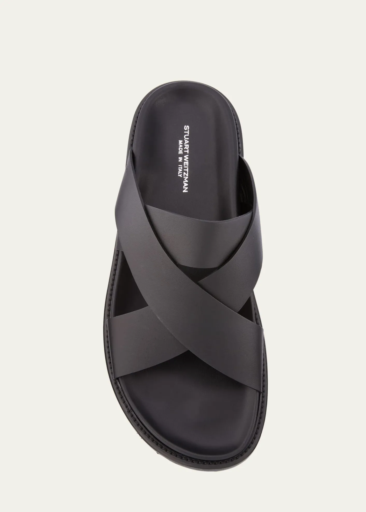 Stuart WeitzmanMen's Berkley Leather Criss-Cross Slide Sandals