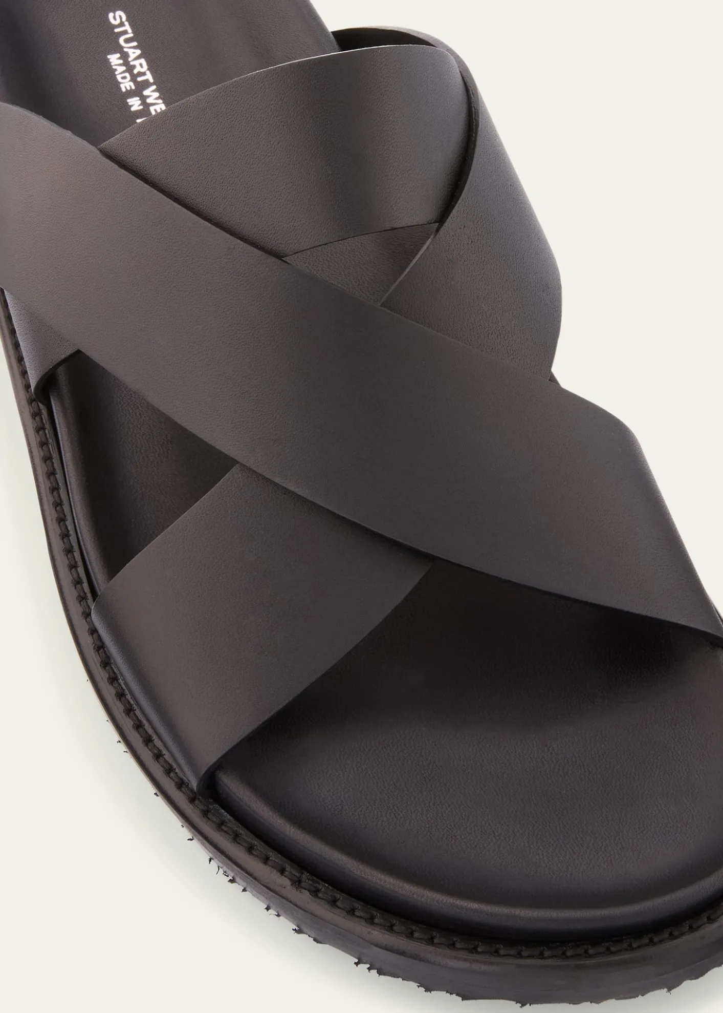 Stuart WeitzmanMen's Berkley Leather Criss-Cross Slide Sandals