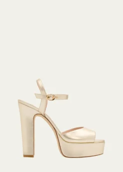 Stuart Weitzman130mm Reade Metallic Leather Platform Sandals