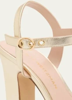 Stuart Weitzman130mm Reade Metallic Leather Platform Sandals