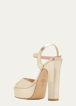 Stuart Weitzman130mm Reade Metallic Leather Platform Sandals