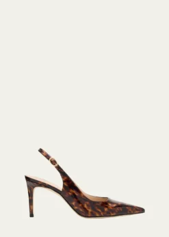 Stuart Weitzman75mm Stuart Power Tortoiseshell Patent Leather Slingback Pumps