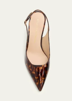 Stuart Weitzman75mm Stuart Power Tortoiseshell Patent Leather Slingback Pumps