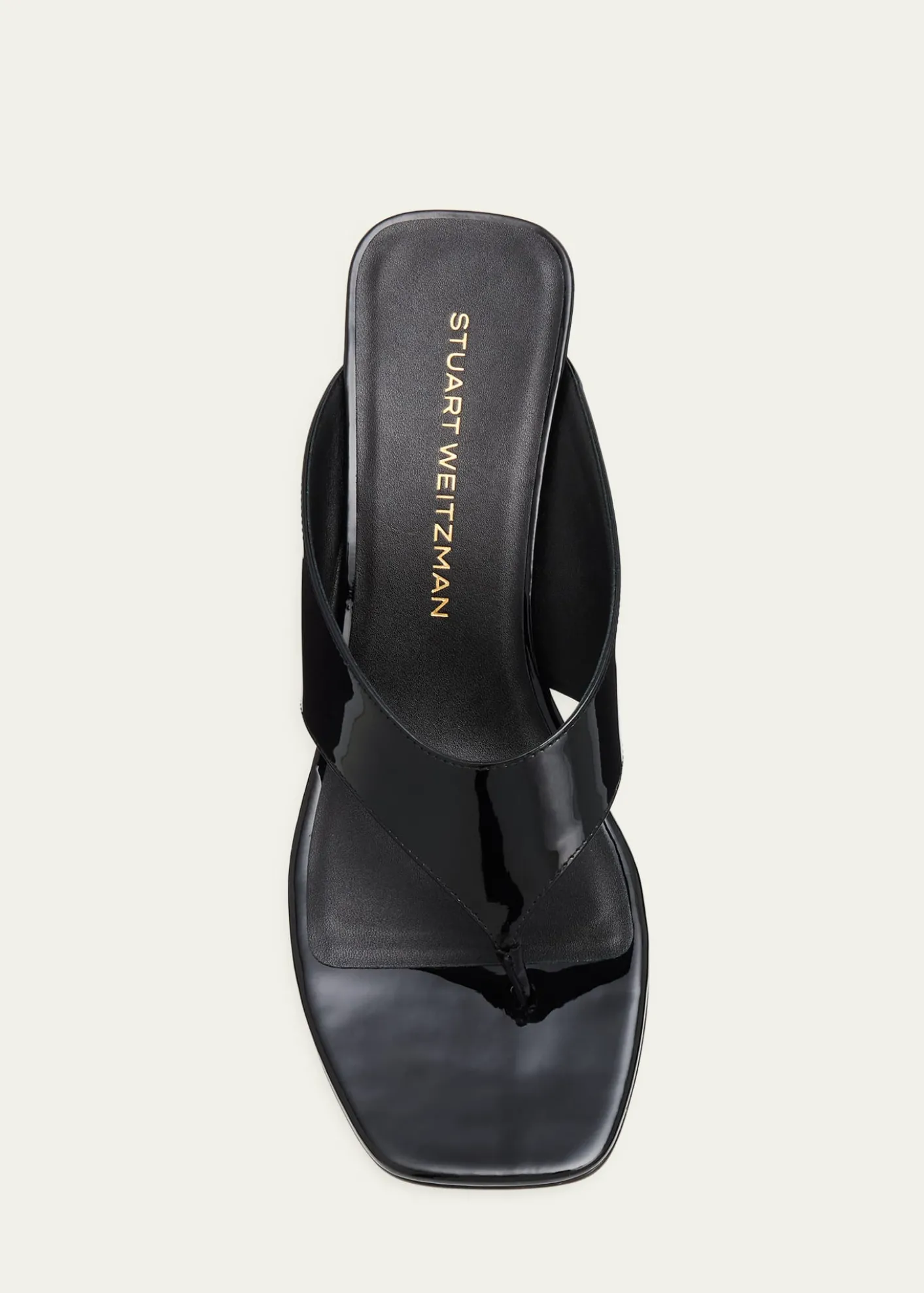 Stuart Weitzman50mm Vinnie Patent Leather Thong Sandals