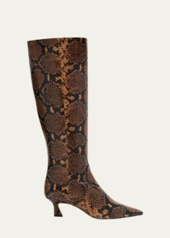 Stuart Weitzman50mm Vinnie Snake-Printed Leather Knee-High Boots
