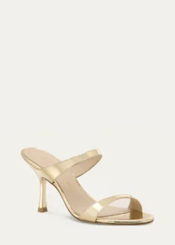 Stuart WeitzmanNudist Metallic Leather Slide Sandals