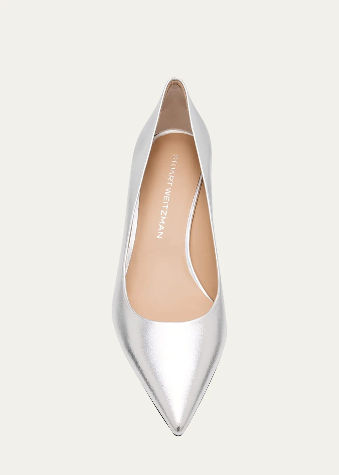 Stuart WeitzmanStuart Metallic Leather Kitten-Heel Pumps