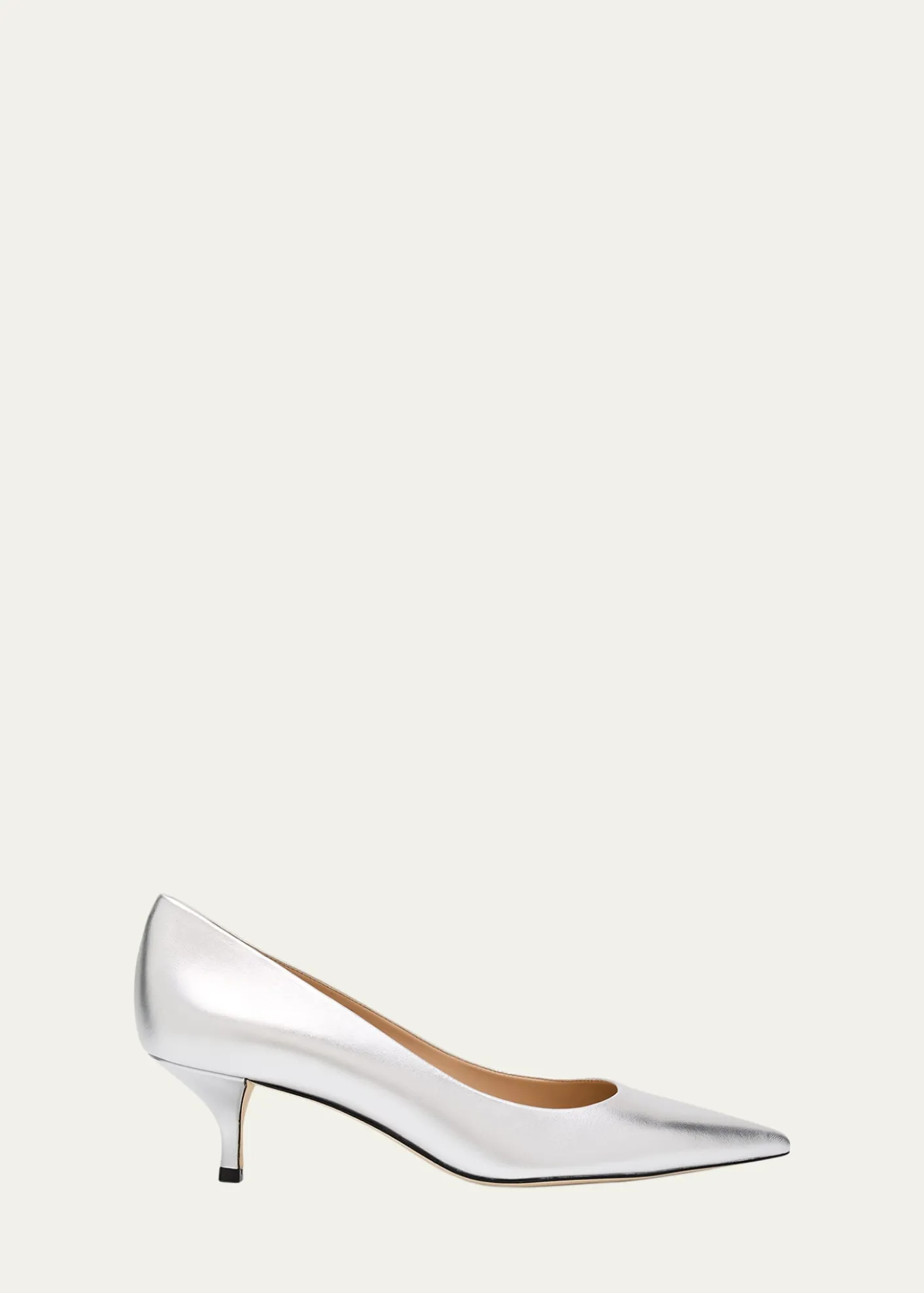 Stuart WeitzmanStuart Metallic Leather Kitten-Heel Pumps