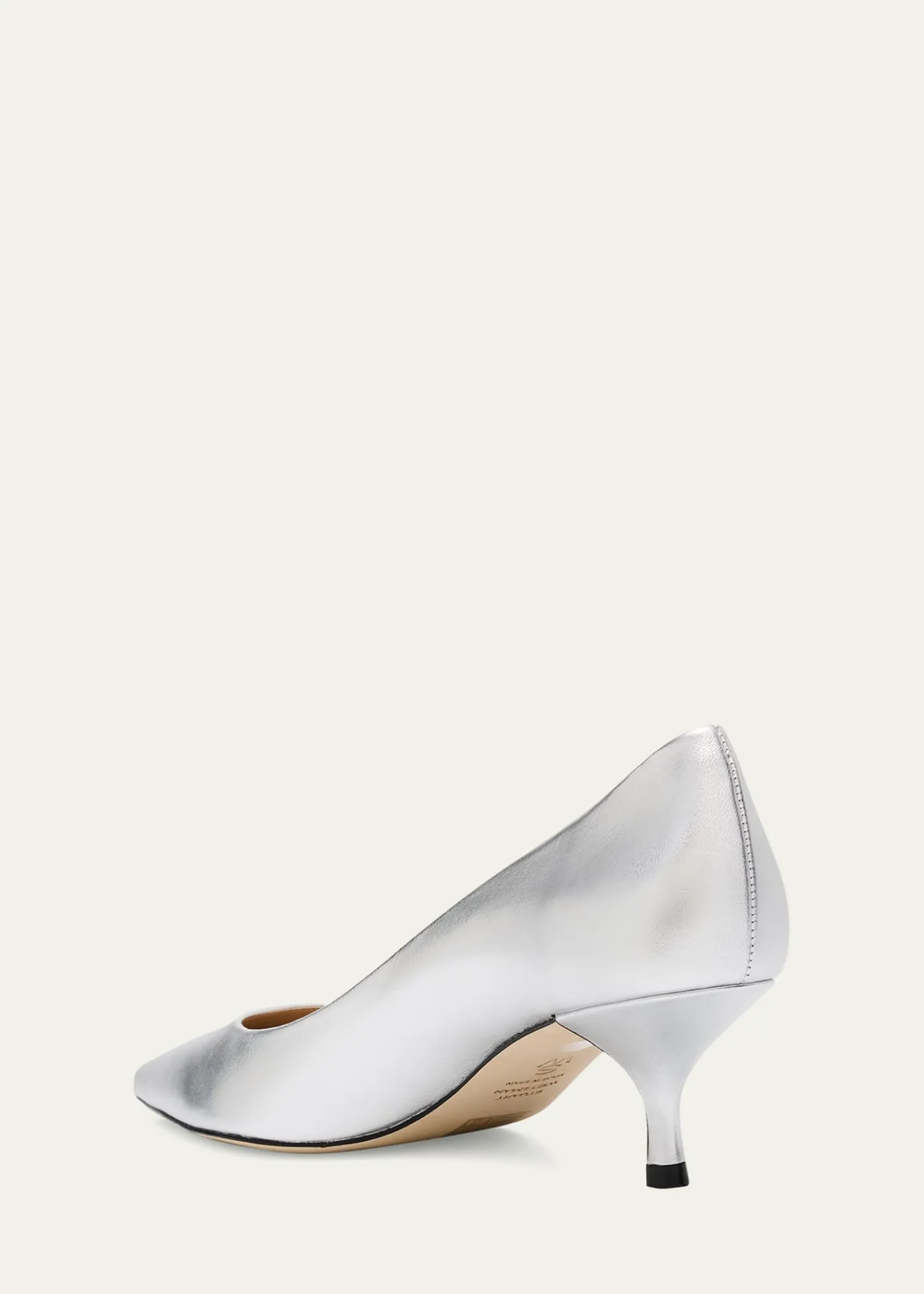 Stuart WeitzmanStuart Metallic Leather Kitten-Heel Pumps