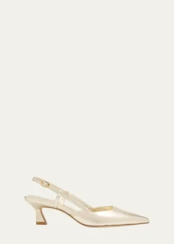 Stuart WeitzmanVinnie Metallic Kitten Slingback Pumps