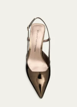 Stuart WeitzmanVinnie Metallic Kitten Slingback Pumps