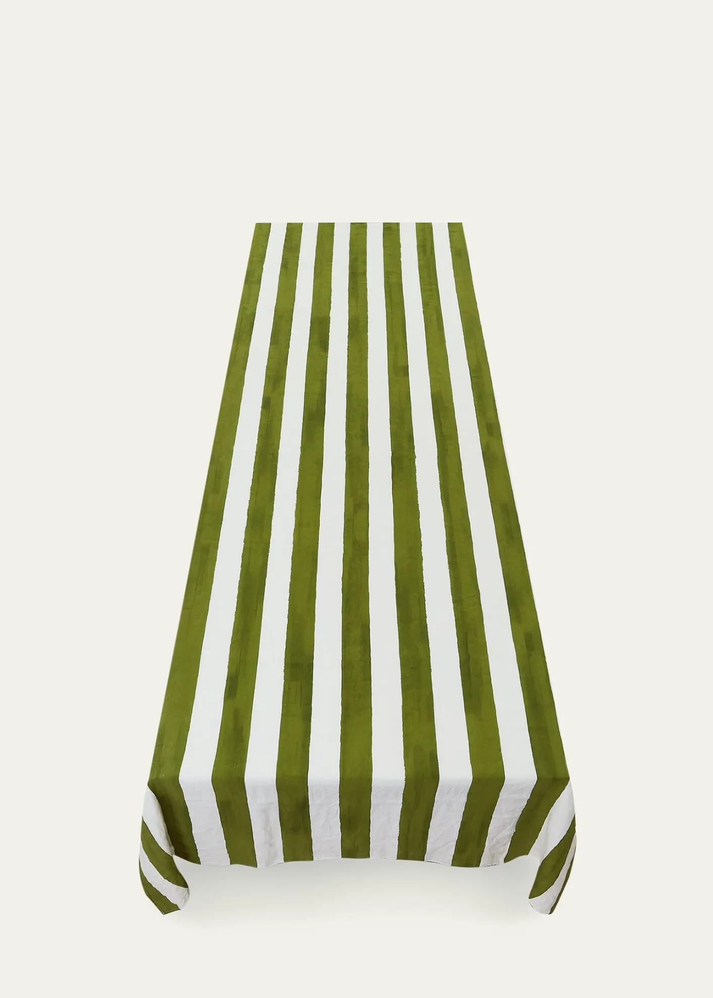 SUMMERILL & BISHOPAvocado Green Stripe Tablecloth, 65" x 98"