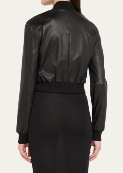 Susan BenderStretch Lambskin Leather Bomber Jacket