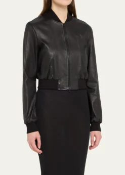 Susan BenderStretch Lambskin Leather Bomber Jacket