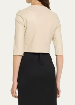 Susan BenderStretch Leather Zip-Front Cardigan