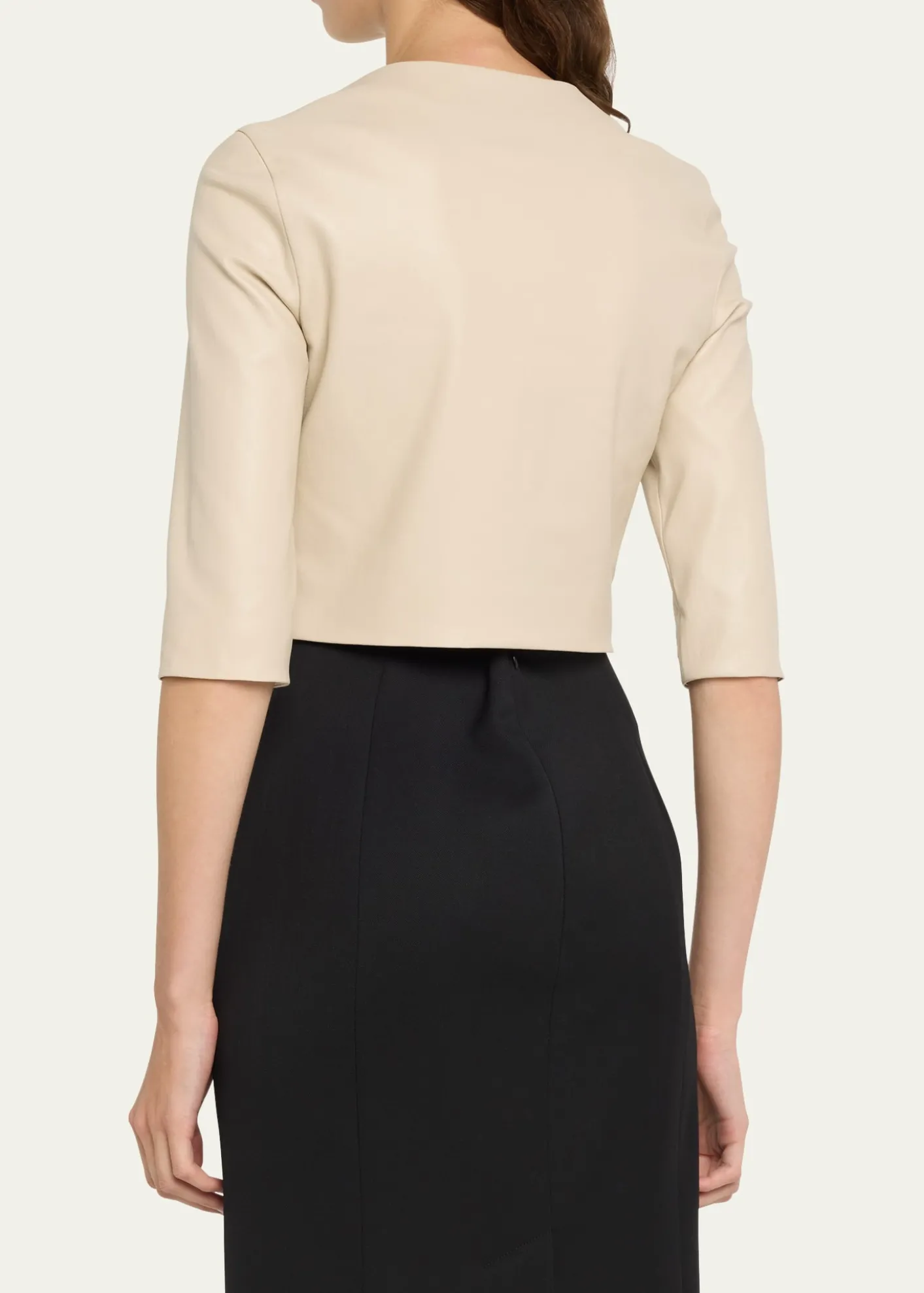 Susan BenderStretch Leather Zip-Front Cardigan
