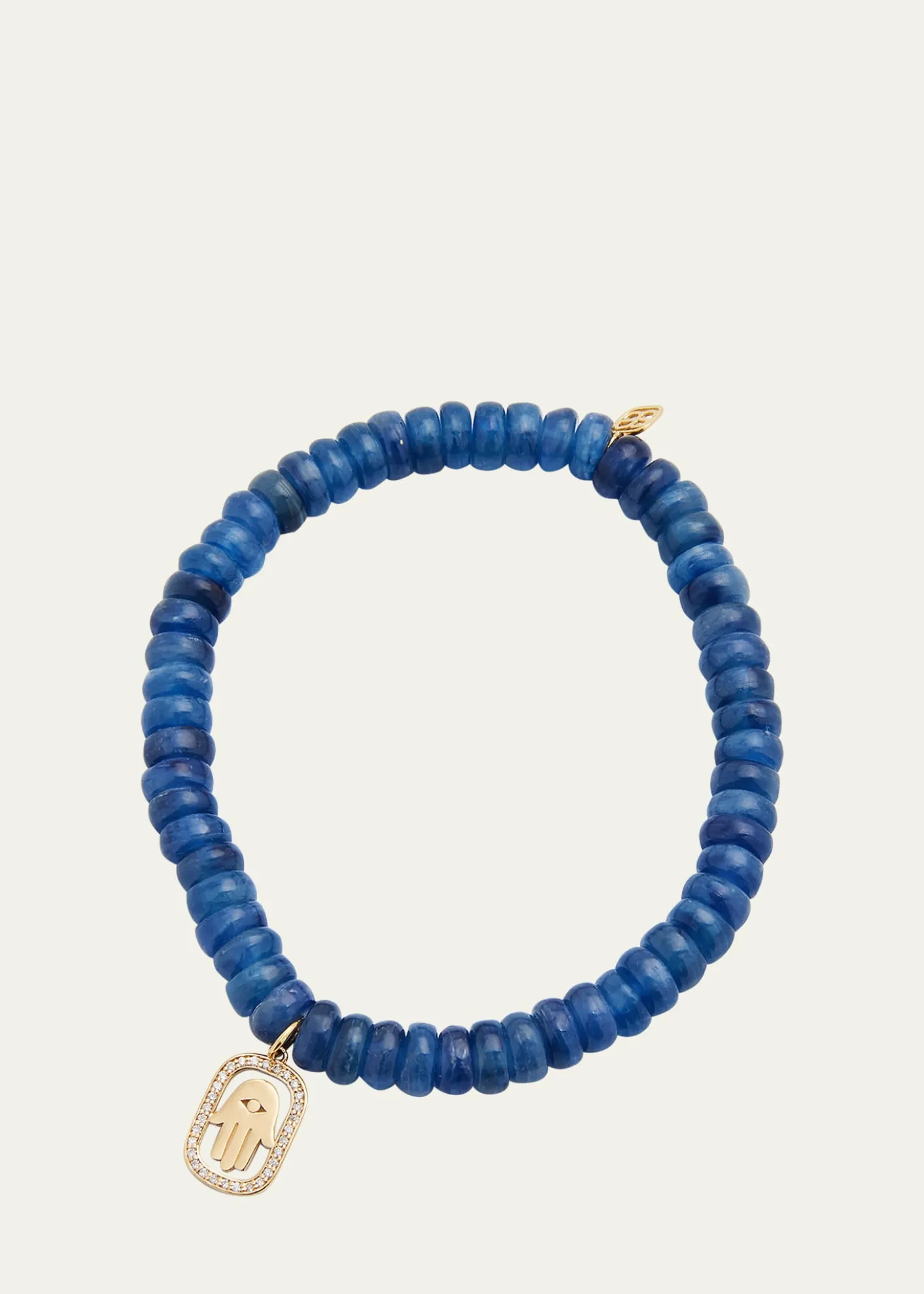 Sydney EvanDiamond Hamsa Charm on Blue Kyanite Rondelle Bracelet