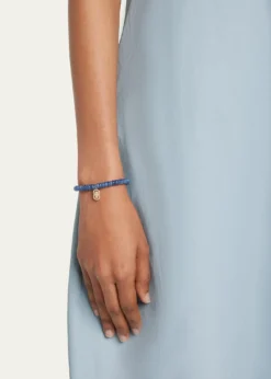 Sydney EvanDiamond Hamsa Charm on Blue Kyanite Rondelle Bracelet