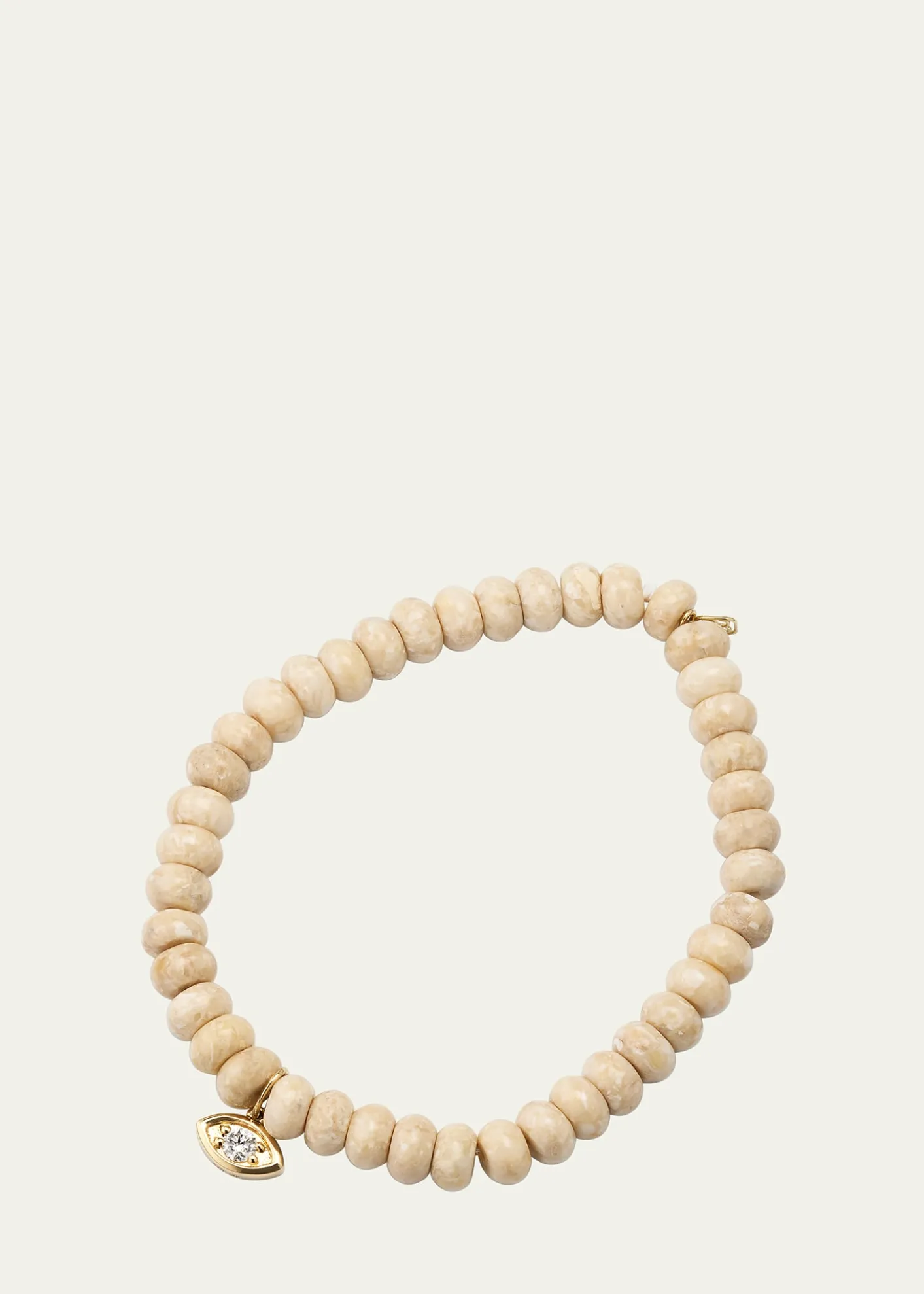 Sydney EvanDiamond Marquise Eye Charm & Cream Jasper Bead Bracelet