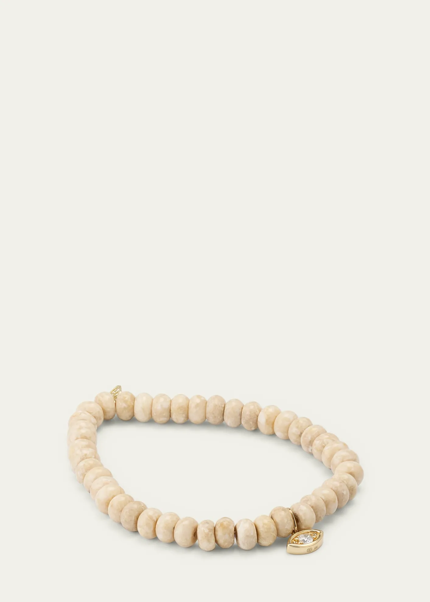 Sydney EvanDiamond Marquise Eye Charm & Cream Jasper Bead Bracelet