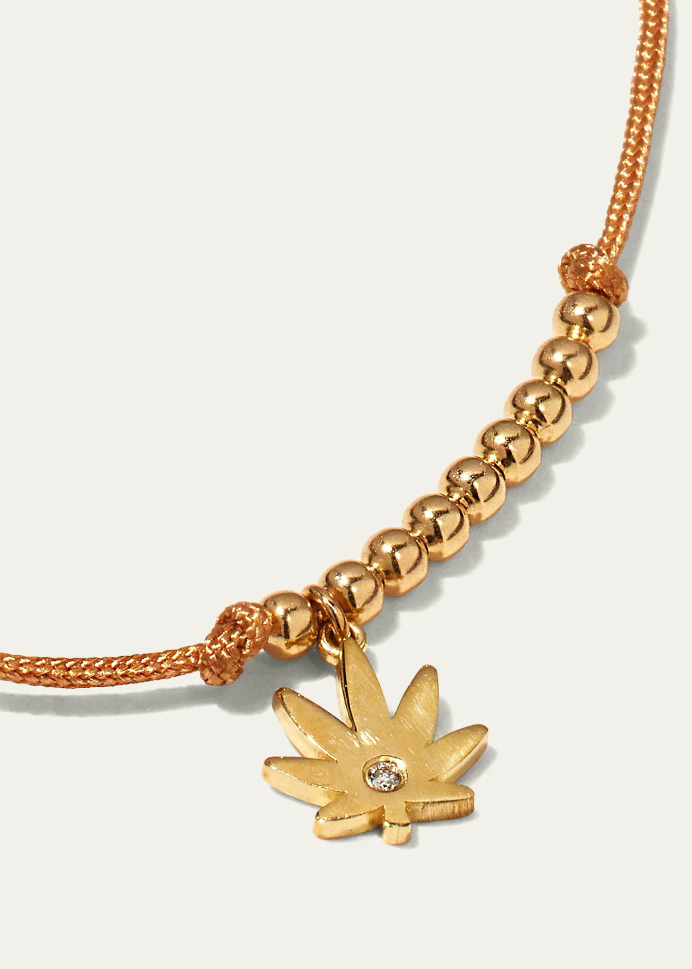 Sydney EvanDiamond Pot Leaf Pull-Cord Bracelet