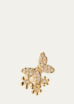 Sydney Evan14K Butterfly Daisy Cluster Stud Earring, Single (Right)