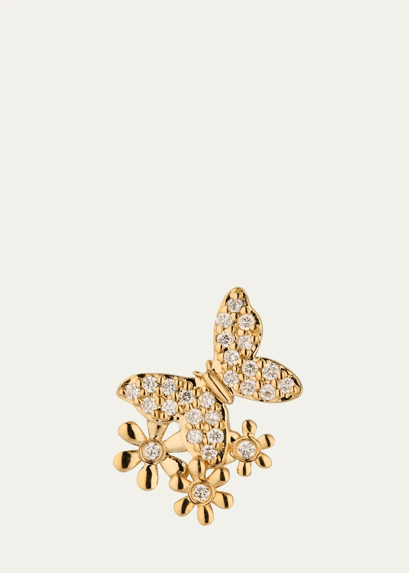 Sydney Evan14K Butterfly Daisy Cluster Stud Earring, Single (Right)