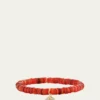 Sydney Evan14K Diamond and Ruby Cherry on Red Opal Stretch Bracelet