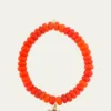 Sydney Evan14K Diamond and Sapphire Plumeria on Orange Opal Bracelet