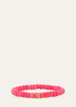 Sydney Evan14K Diamond Daisy Rondelle on Pink Opal Bracelet
