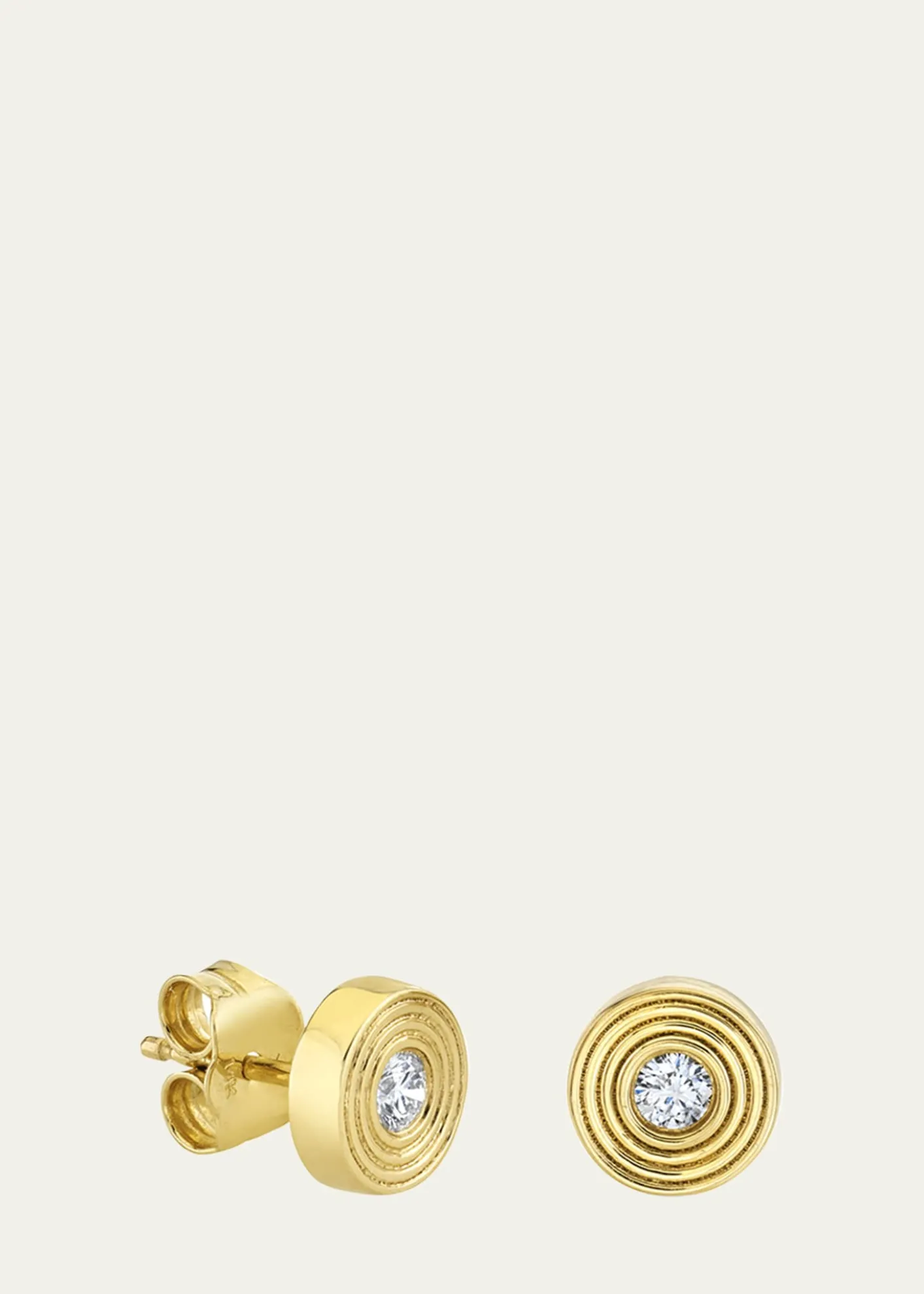 Sydney Evan14K Diamond Fluted Bezel Stud Earring, Single