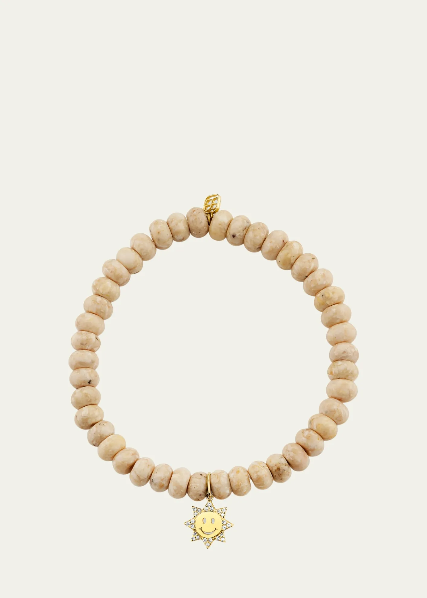 Sydney Evan14K Diamond Happy Sun on Jasper Stretch Bracelet