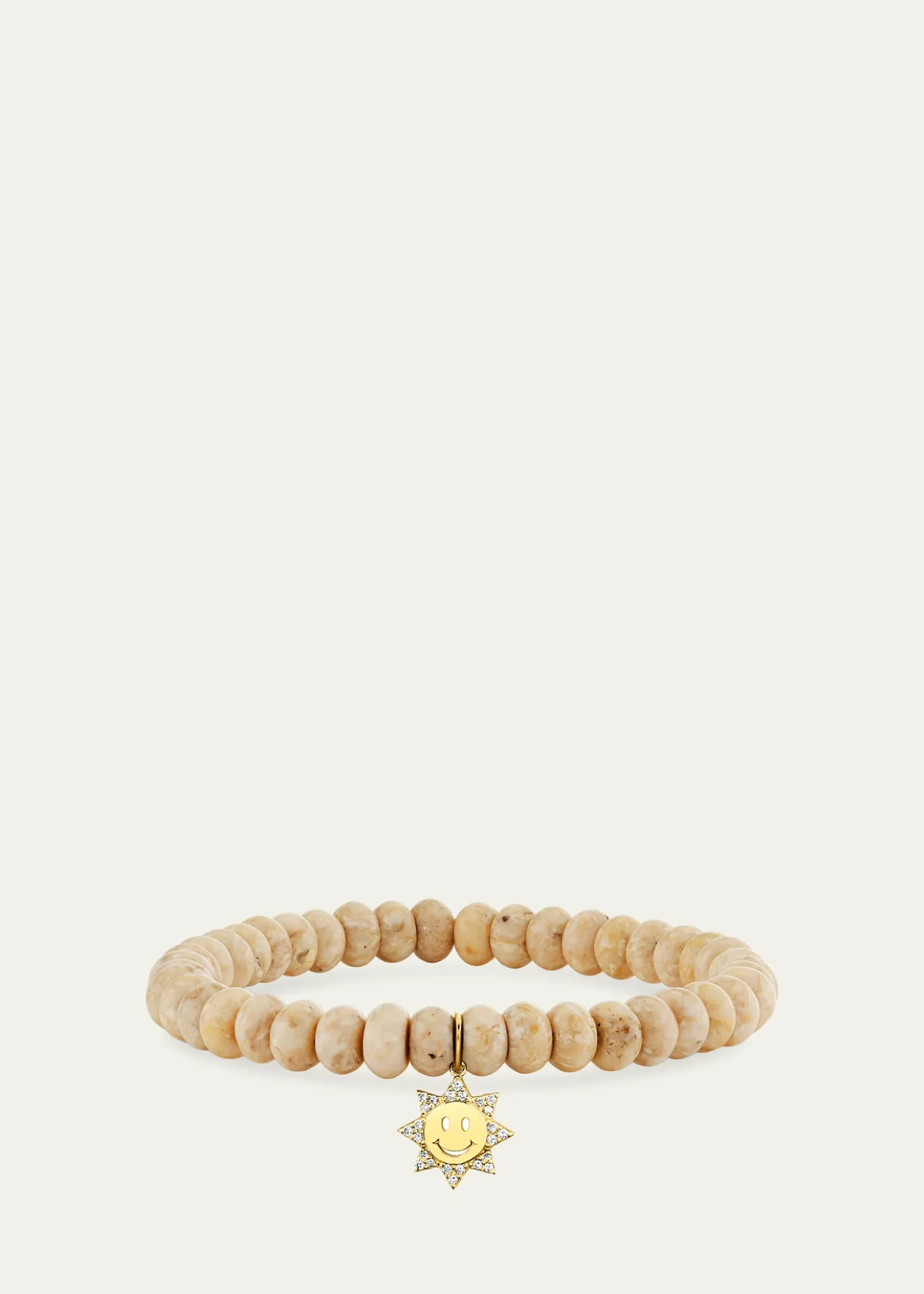 Sydney Evan14K Diamond Happy Sun on Jasper Stretch Bracelet