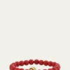 Sydney Evan14K Diamond Tri-Linked Rondelle on Red Jade Stretch Bracelet