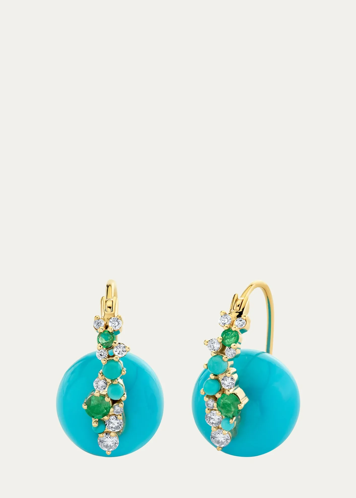 Sydney Evan14K Diamonds and Emeralds on Turquoise Bead Earrings