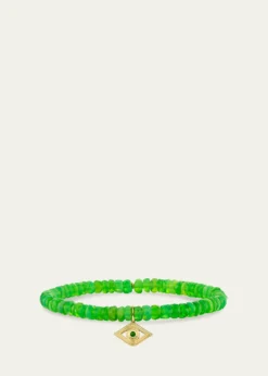 Sydney Evan14K Emerald Evil Eye on Kiwi Opal Bracelet