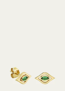 Sydney Evan14K Emerald Fluted Evil Eye Stud Earrings