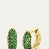 Sydney Evan14K Emerald Pave Puffy Huggie Hoop Earrings