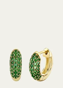 Sydney Evan14K Emerald Pave Puffy Huggie Hoop Earrings