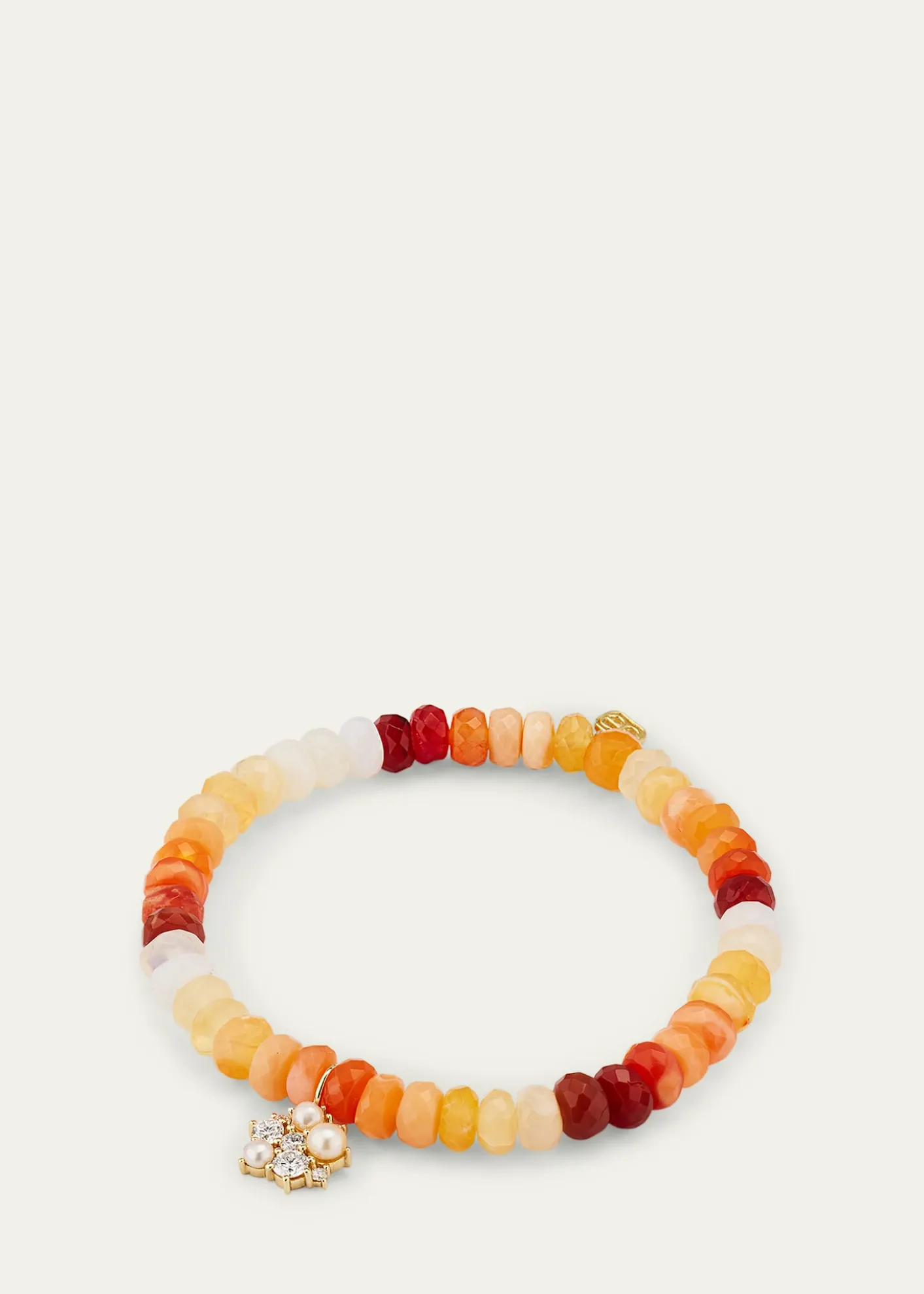 Sydney Evan14K Gold Charm and Fire Opal Bead Bracelet