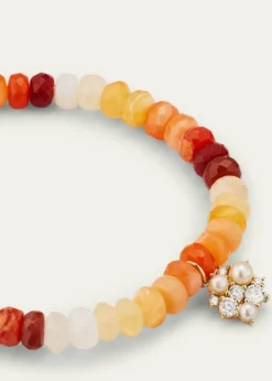 Sydney Evan14K Gold Charm and Fire Opal Bead Bracelet