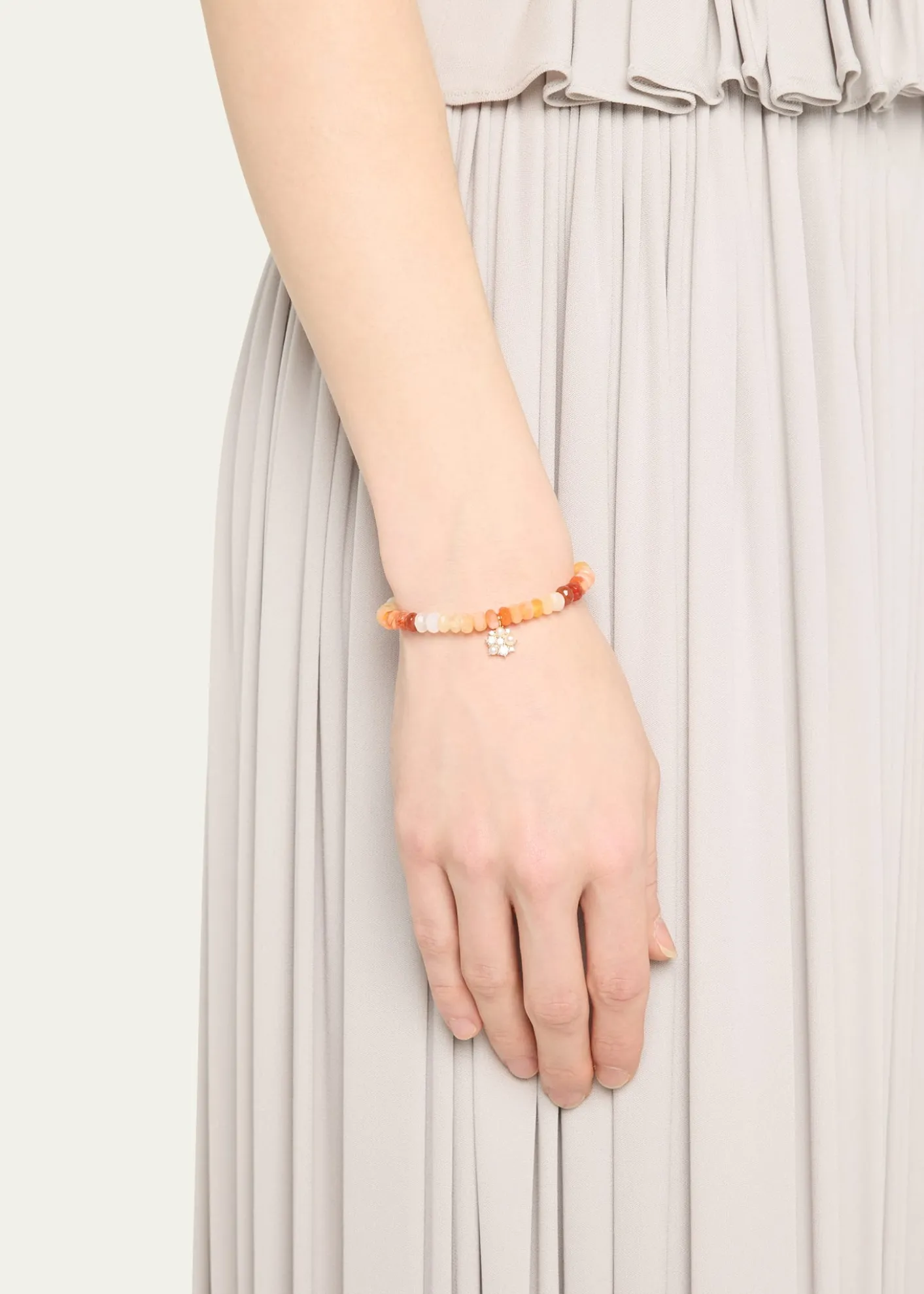 Sydney Evan14K Gold Charm and Fire Opal Bead Bracelet