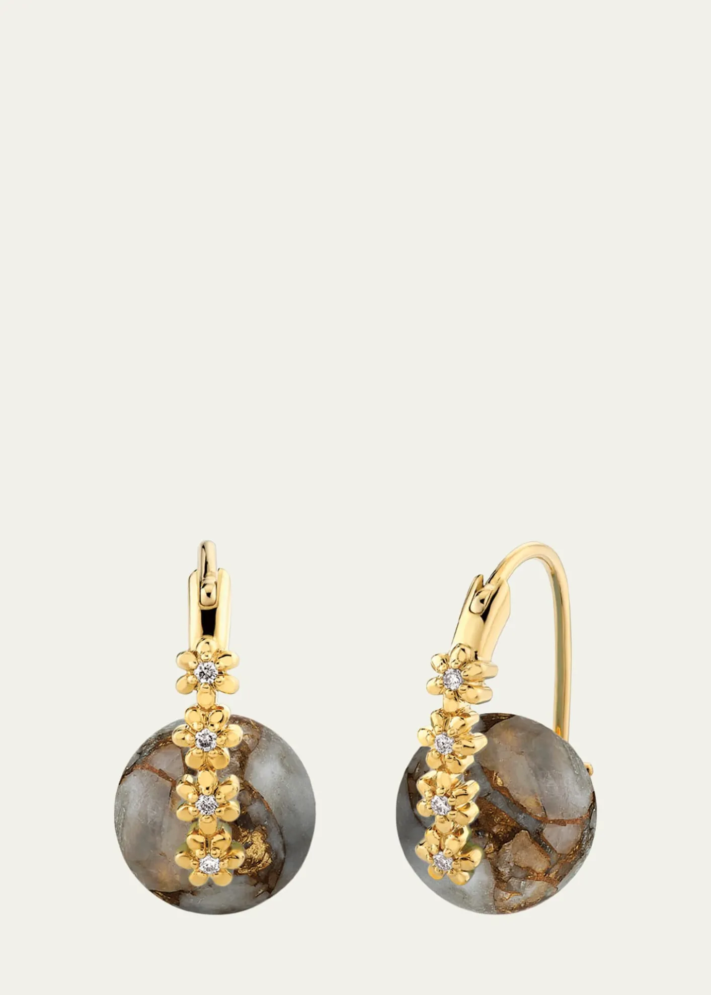 Sydney Evan14K Gold Diamond Daisy Calcite Earrings
