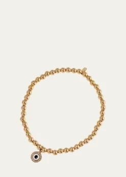Sydney Evan14k Gold 4mm Bead & Diamond Evil Eye Bracelet