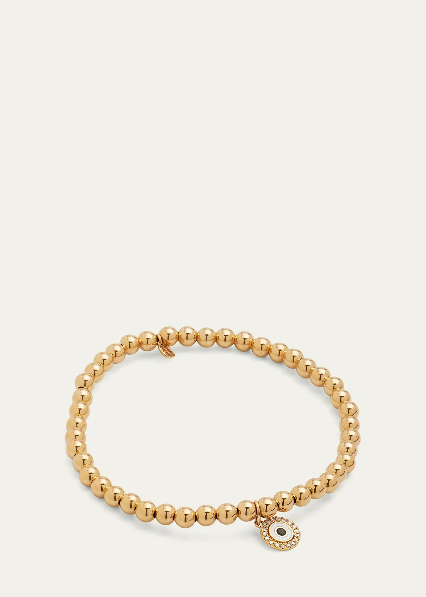 Sydney Evan14k Gold 4mm Bead & Diamond Evil Eye Bracelet