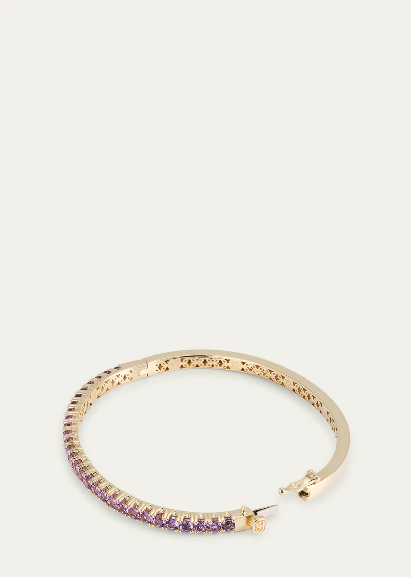 Sydney Evan14K Gold Pave Amethyst Bangle Bracelet