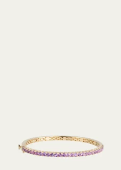 Sydney Evan14K Gold Pave Amethyst Bangle Bracelet