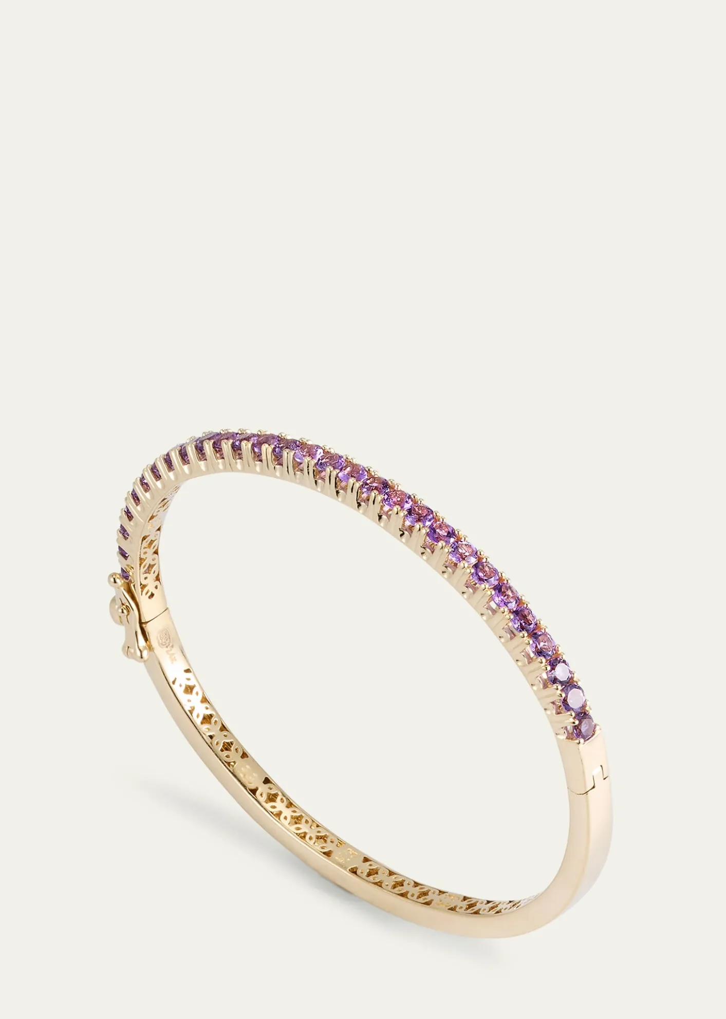 Sydney Evan14K Gold Pave Amethyst Bangle Bracelet