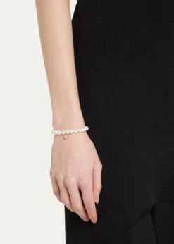 Sydney Evan14k Gold Pearl Beaded Bracelet with Diamond Charm