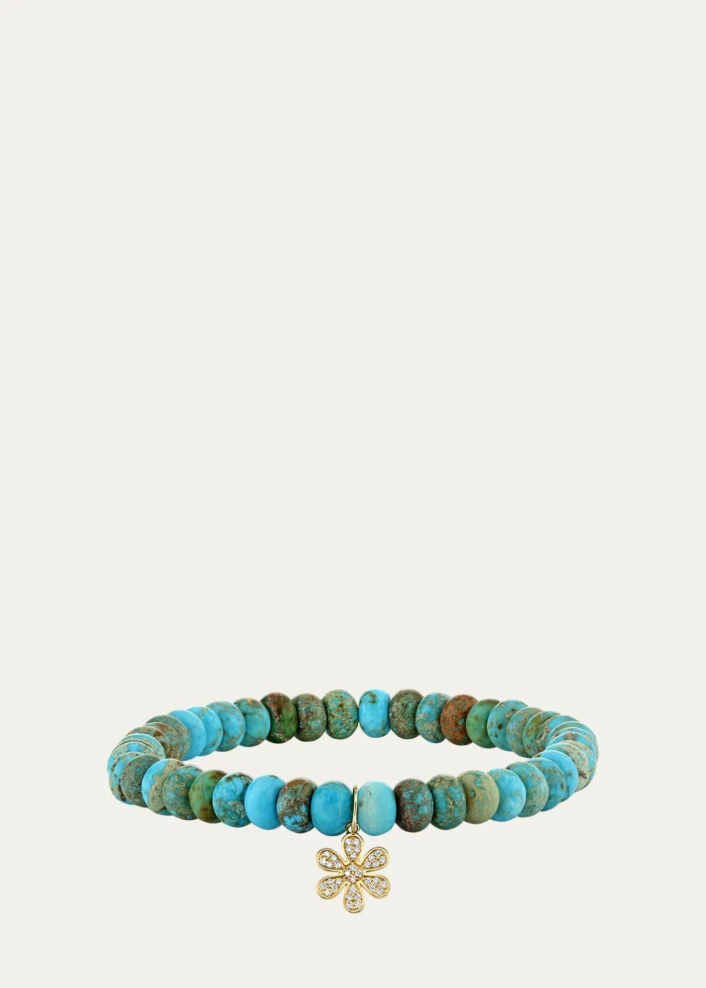 Sydney Evan14K Mini Pave Daisy on Turquoise Bracelet